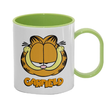 Garfield, Κούπα (πλαστική) (BPA-FREE) Polymer Πράσινη για παιδιά, 330ml