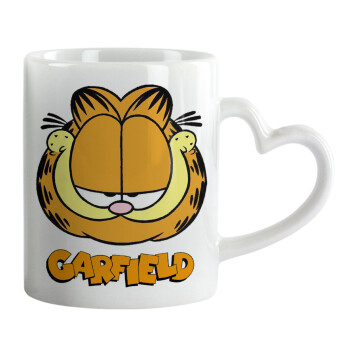 Garfield, Κούπα καρδιά χερούλι λευκή, κεραμική, 330ml