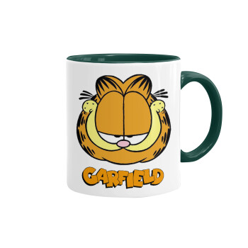 Garfield, Κούπα χρωματιστή πράσινη, κεραμική, 330ml