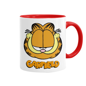 Garfield, Κούπα χρωματιστή κόκκινη, κεραμική, 330ml