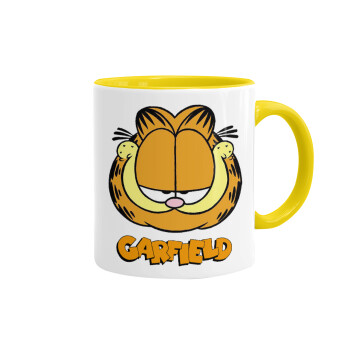 Garfield, Κούπα χρωματιστή κίτρινη, κεραμική, 330ml
