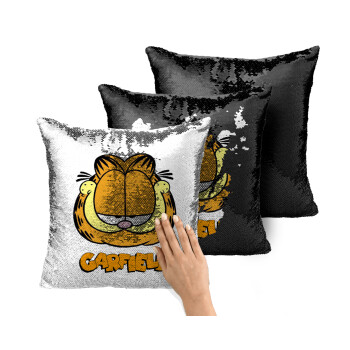 Garfield, Μαξιλάρι καναπέ Μαγικό Μαύρο με πούλιες 40x40cm περιέχεται το γέμισμα