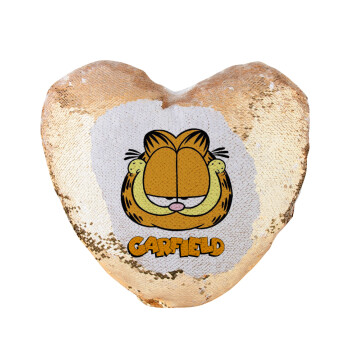 Garfield, Μαξιλάρι καναπέ καρδιά Μαγικό Χρυσό με πούλιες 40x40cm περιέχεται το  γέμισμα