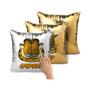 Garfield, Μαξιλάρι καναπέ Μαγικό Χρυσό με πούλιες 40x40cm περιέχεται το γέμισμα