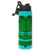 Metallic water bottle with safety lid, 850ml aluminum