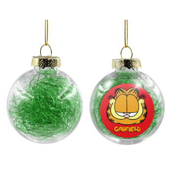 Garfield, Χριστουγεννιάτικη μπάλα δένδρου διάφανη με πράσινο γέμισμα 8cm