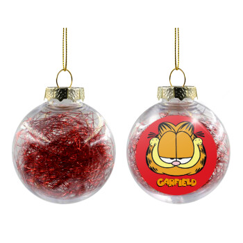 Garfield, Χριστουγεννιάτικη μπάλα δένδρου διάφανη με κόκκινο γέμισμα 8cm