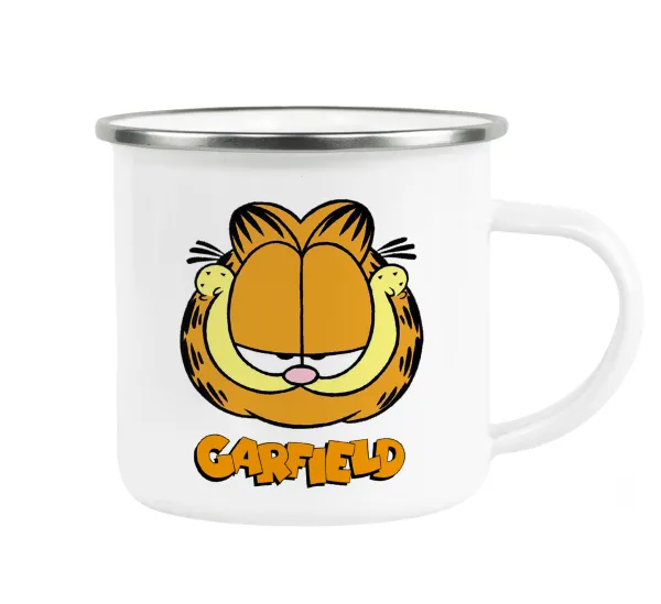 Garfield — Metallic enamel cup white 360ml
