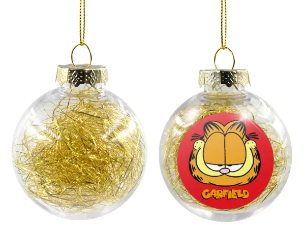 Garfield — Στολίδι Χριστουγεννιάτικη μπάλα δένδρου διάφανη με χρυσό γέμισμα 8cm