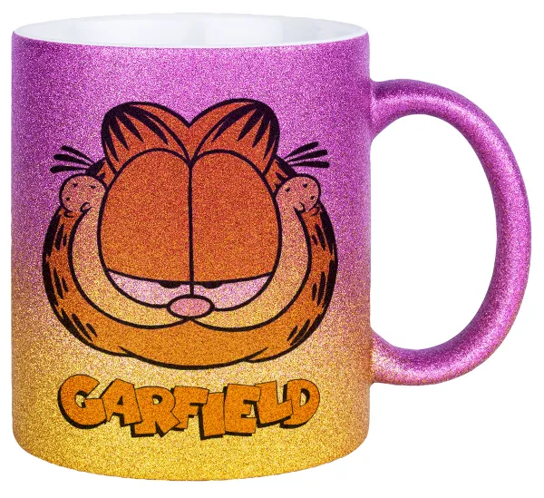 Garfield — Gold/pink glitter mug, ceramic, 330ml