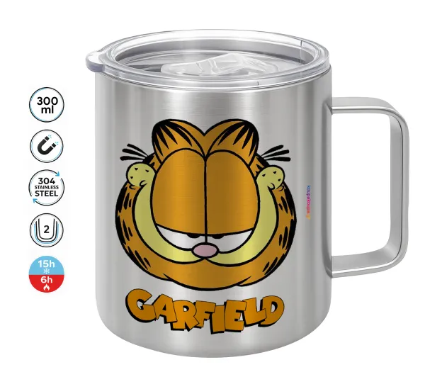 Garfield — Double-walled stainless steel mug 300ml with temperature-retaining lid