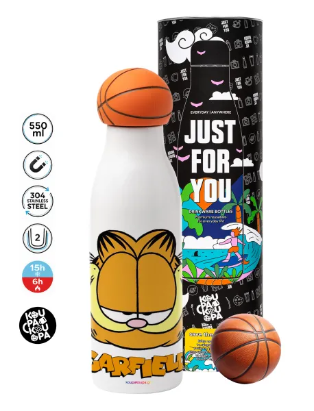Garfield — Μπάλα μπάσκετ μεταλλικό παγούρι θερμός, διπλού τοιχώματος, 550ml