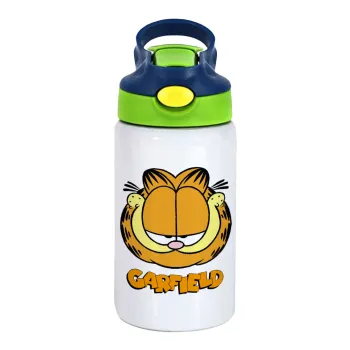 Garfield, Παιδικό παγούρι θερμό, ανοξείδωτο, με καλαμάκι ασφαλείας, πράσινο/μπλε (350ml)