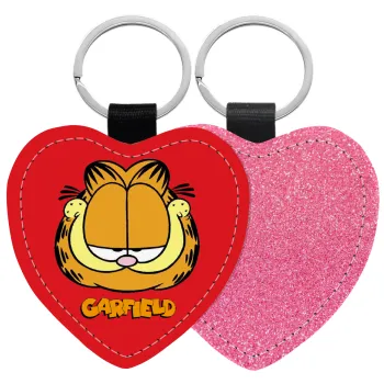 Garfield, Μπρελόκ PU δερμάτινο glitter καρδιά ΡΟΖ