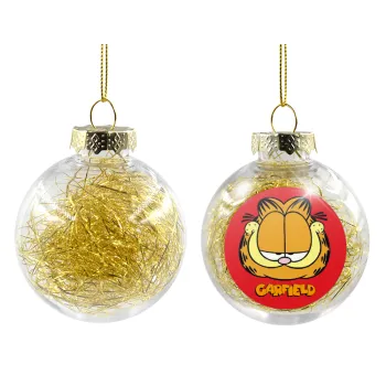 Garfield, Transparent Christmas tree ball ornament with gold filling 8cm
