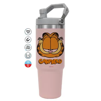 Garfield, ΡΟΖ χρώματος Θερμός Ανοξείδωτο 890ml (30oz) με χερούλι