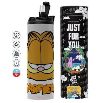 Garfield, Tumbler ποτήρι θερμό ΓΚΡΙ από ανοξείδωτο ατσάλι 600ml