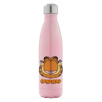 Garfield, Μεταλλικό παγούρι θερμός Ροζ Ιριδίζον (Stainless steel), διπλού τοιχώματος, 500ml