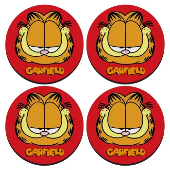 Garfield, ΣΕΤ 4 Σουβέρ ξύλινα στρογγυλά (9cm)