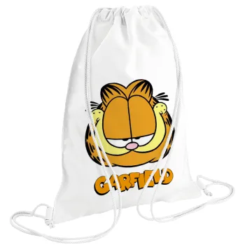 Garfield, Τσάντα πλάτης πουγκί GYMBAG λευκή (28x40cm)