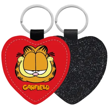 Garfield, Μπρελόκ PU δερμάτινο glitter καρδιά ΜΑΥΡΟ