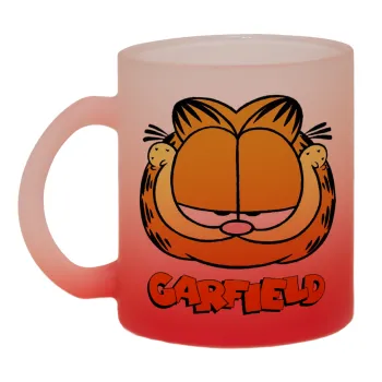 Garfield, Κούπα γυάλινη δίχρωμη με βάση το κόκκινο ματ, 330ml