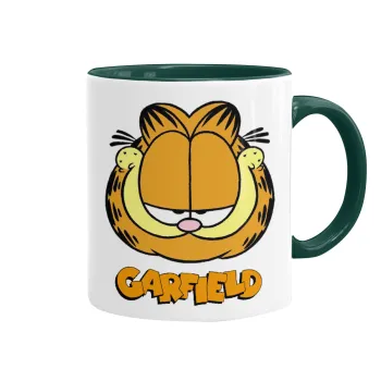 Garfield, Κούπα χρωματιστή πράσινη, κεραμική, 330ml