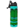 Metallic water bottle with safety lid, 850ml aluminum