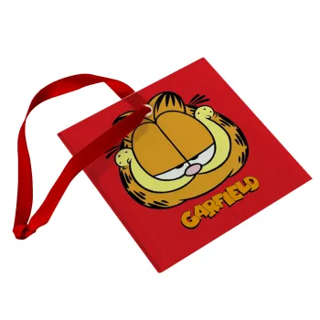Garfield, Christmas ornament, glass square ornament 9x9cm