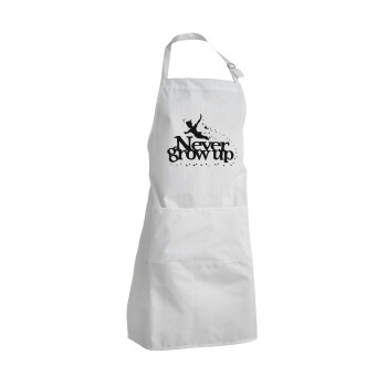 Peter pan, Never Grow UP, Adult Chef Apron (with sliders and 2 pockets)