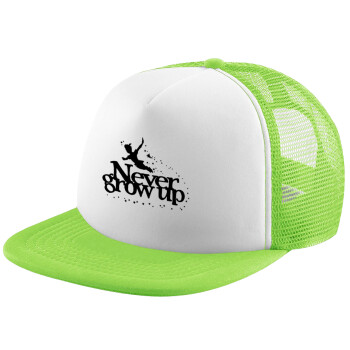 Peter pan, Never Grow UP, Καπέλο Soft Trucker με Δίχτυ Πράσινο/Λευκό