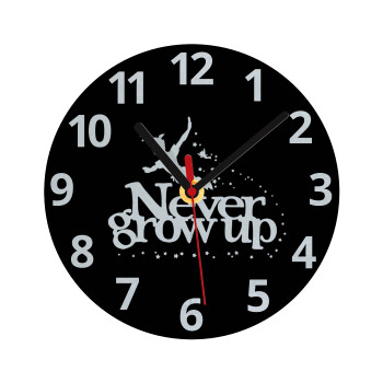 Peter pan, Never Grow UP, Ρολόι τοίχου γυάλινο (20cm)
