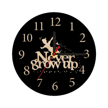 Peter pan, Never Grow UP, Ρολόι τοίχου ξύλινο plywood (20cm)