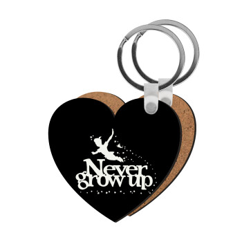 Peter pan, Never Grow UP, Μπρελόκ Ξύλινο καρδιά MDF