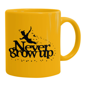 Peter pan, Never Grow UP, Κούπα, κεραμική κίτρινη, 330ml (1 τεμάχιο)