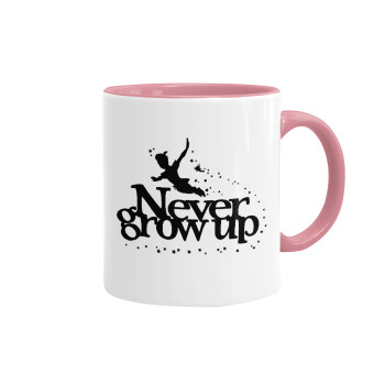 Peter pan, Never Grow UP, Mug colored pink, ceramic, 330ml