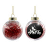 Transparent Christmas tree ball ornament with red filling 8cm