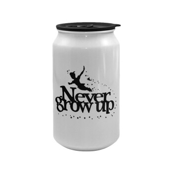 Peter pan, Never Grow UP, Κούπα ταξιδιού μεταλλική με καπάκι (tin-can) 500ml