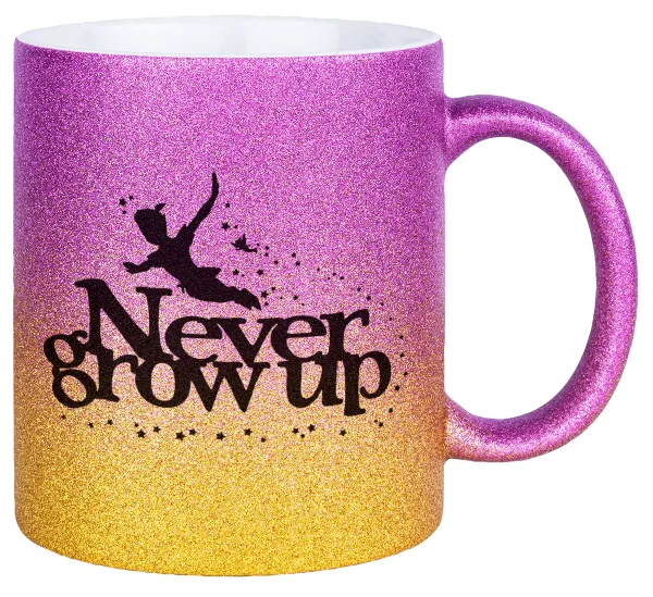 Peter pan — Κούπα Χρυσή/Ροζ Glitter, κεραμική, 330ml