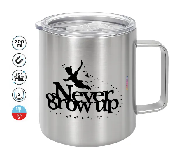 Peter pan — Double-walled stainless steel mug 300ml with temperature-retaining lid