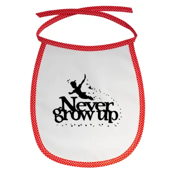 Peter pan, Never Grow UP, Σαλιάρα μωρού αλέκιαστη με κορδόνι Κόκκινη