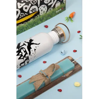 Peter pan, Never Grow UP, Πασχαλινή Λαμπάδα με παγούρι μεταλλικό (620ml, stainless steel) & κερί αρωματικό πλακέ (30cm) (ΤΙΡΚΟΥΑΖ)