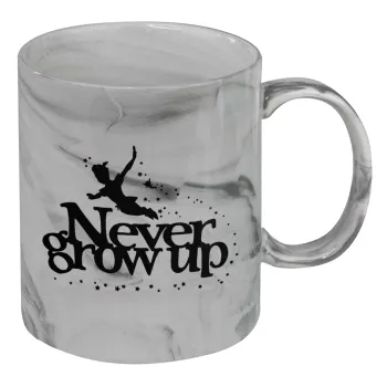 Peter pan, Never Grow UP, Κούπα κεραμική, marble style (μάρμαρο), 330ml