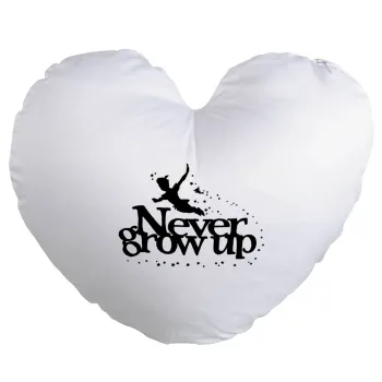 Peter pan, Never Grow UP, Μαξιλάρι καναπέ καρδιά 40x40cm περιέχεται το  γέμισμα