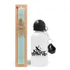 Easter Set, metallic aluminum water bottle (500ml) & scented flat candle (30cm) (TURQUOISE)