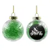 Transparent Christmas tree ball ornament with green filling 8cm