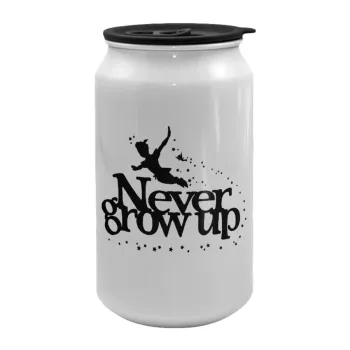 Peter pan, Never Grow UP, Κούπα ταξιδιού μεταλλική με καπάκι (tin-can) 500ml
