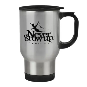 Peter pan, Never Grow UP, Stainless steel travel mug with lid, double wall 450ml