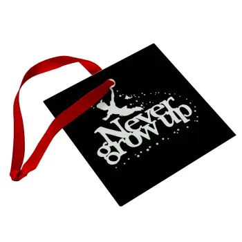 Peter pan, Never Grow UP, Christmas ornament, glass square ornament 9x9cm