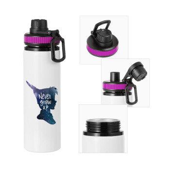 Never Grow UP, Μεταλλικό παγούρι νερού με καπάκι ασφαλείας, αλουμινίου 850ml